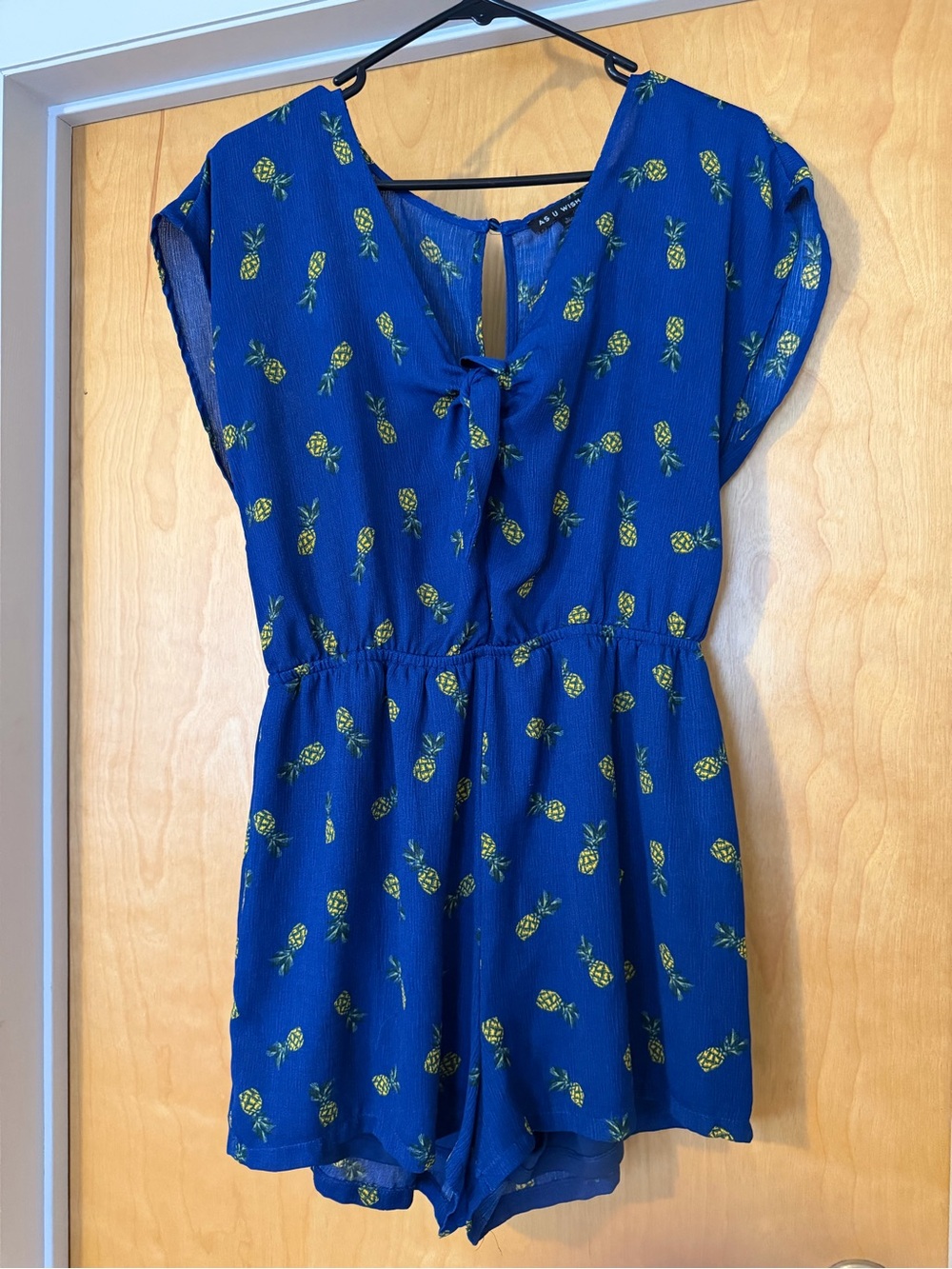 As U Wish Royal Blue Pineapple Print Romper